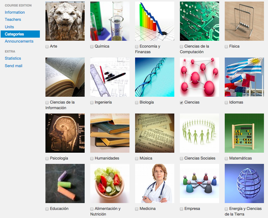 Adding categories to the course